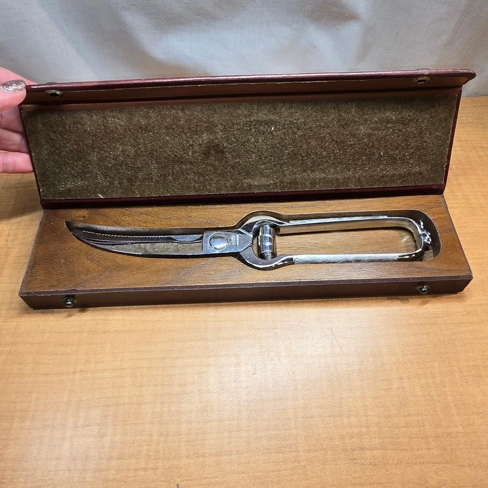 VTG VOOS Poultry Kitchen Utility Stainless‎ Steel Shears with Case Pheasant Hunt